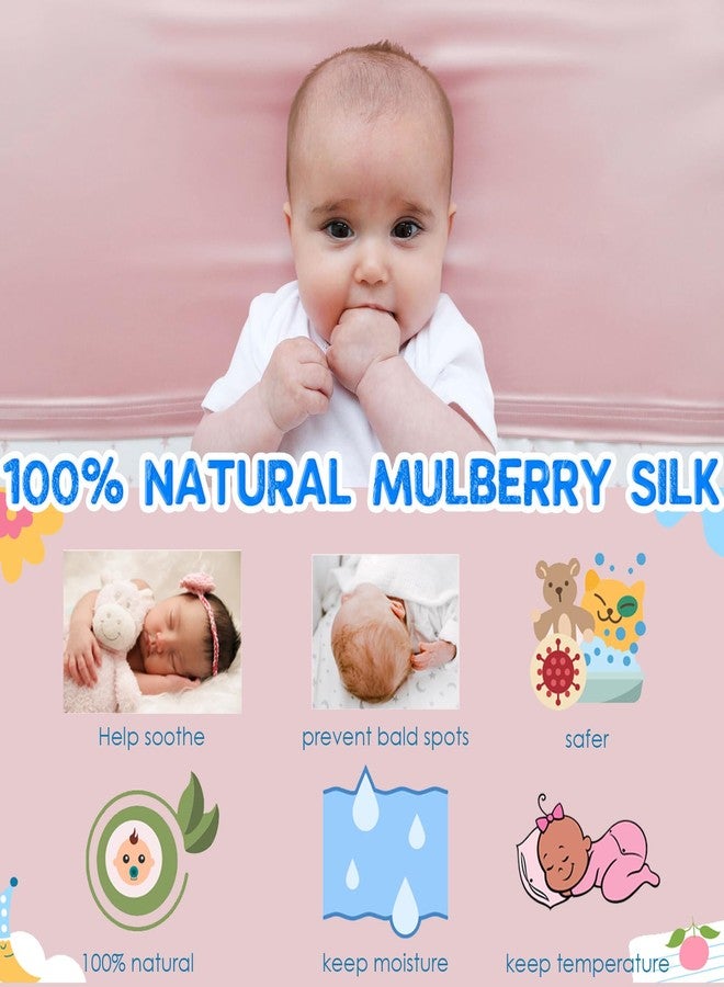 PROMEED 2 Pack 100% Mulberry Silk Crib Sheet for Baby Hair, 23 Momme Silk Bassinet Slip for Baby Bald Spots, Soft and Safe Silk Cot Sleeve for Everyday Use (Pink) - Image 2